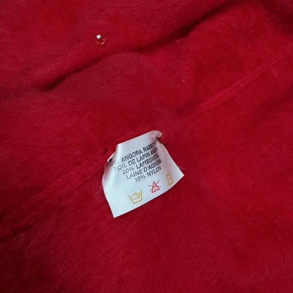 Vintage Parkhurst Red Buttoned Angora Rabbit Hair Cardigan Sweater Women's Sz M‎ - Picture 11 of 12